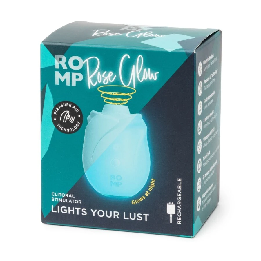 ROMP - ROSE STRUMENTO DI ASPIRAZIONE CLITORIDEA GLOW CHE SI ILLUMINA AL BUIO
